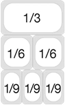 1/3 and 2 x 1/6 and 3 x 1/9