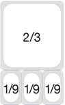 2/3 and 3 x 1/9